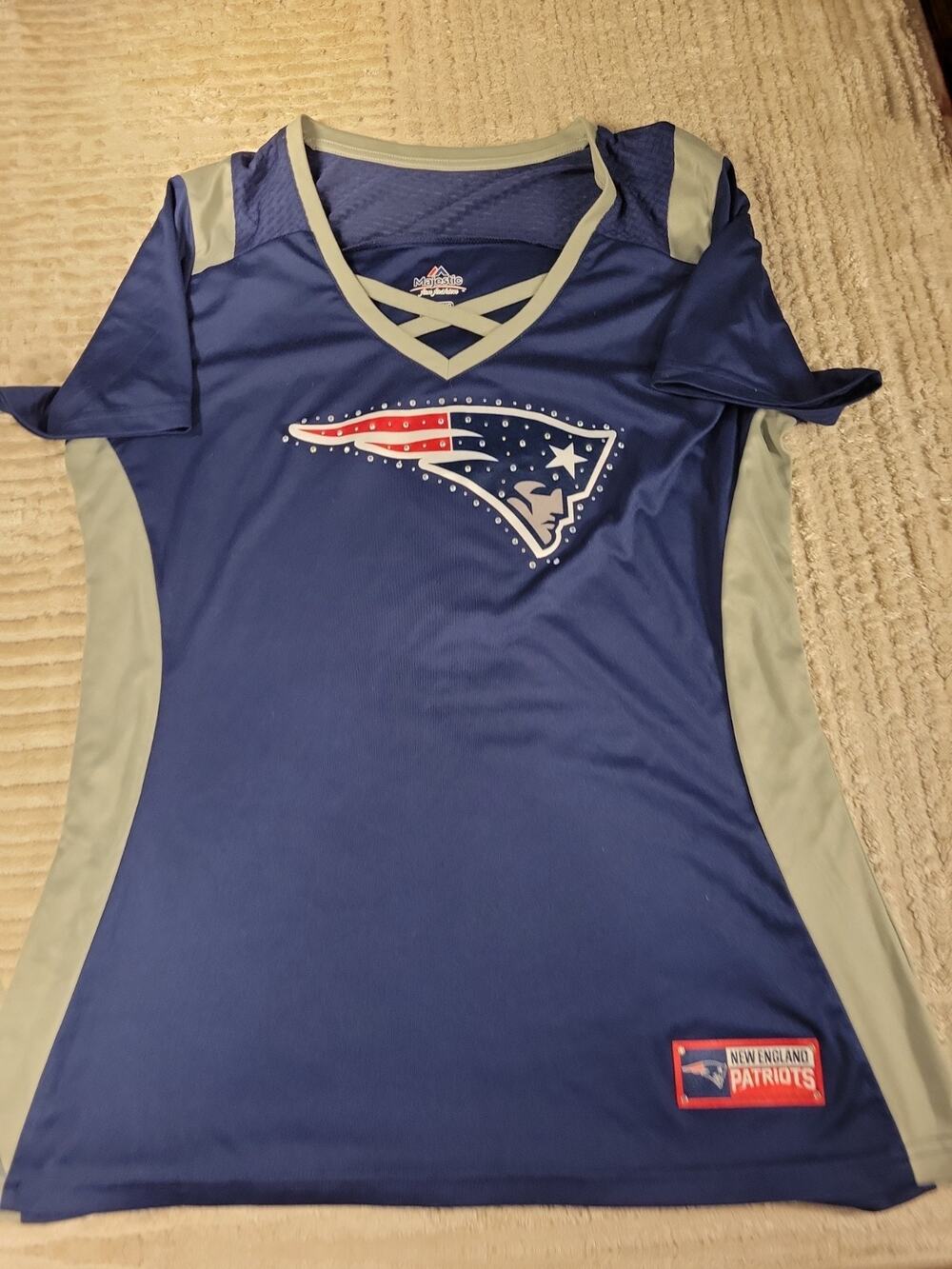 Majestic New England Patriots Jersey Womens Size XL Football Ladies Top Shirt